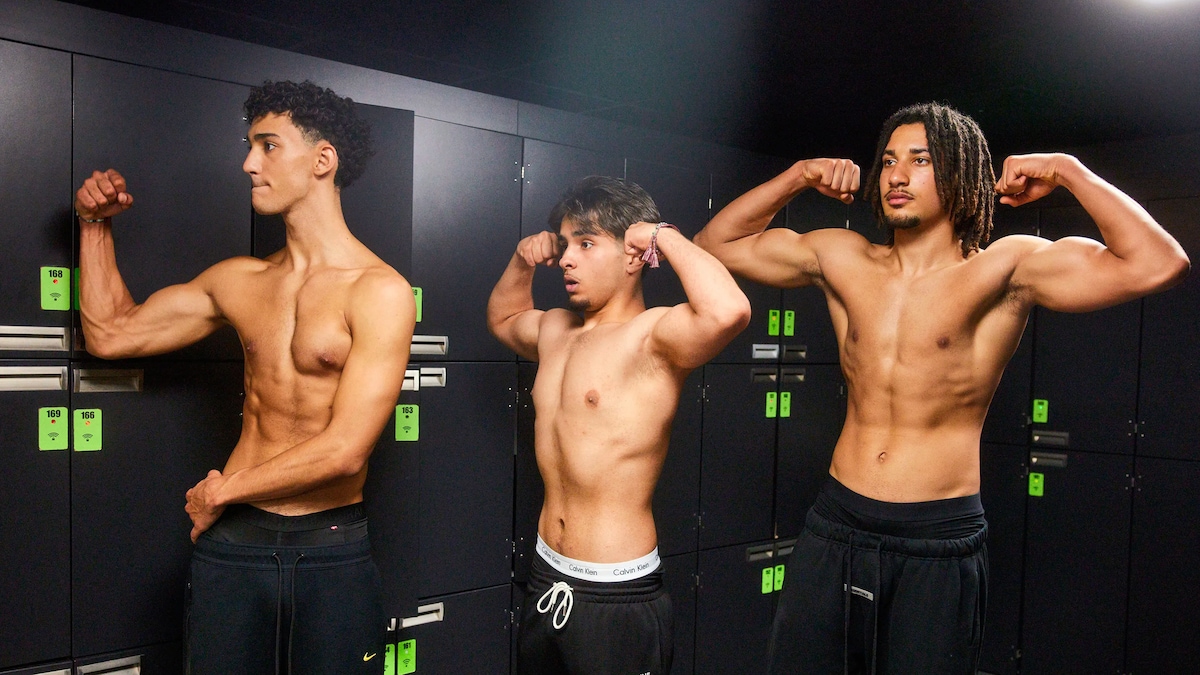 Elias, Silvester und Maceo (v.l.) verbringen einen Großteil ihrer Freizeit im Münchner Studio Fitness First